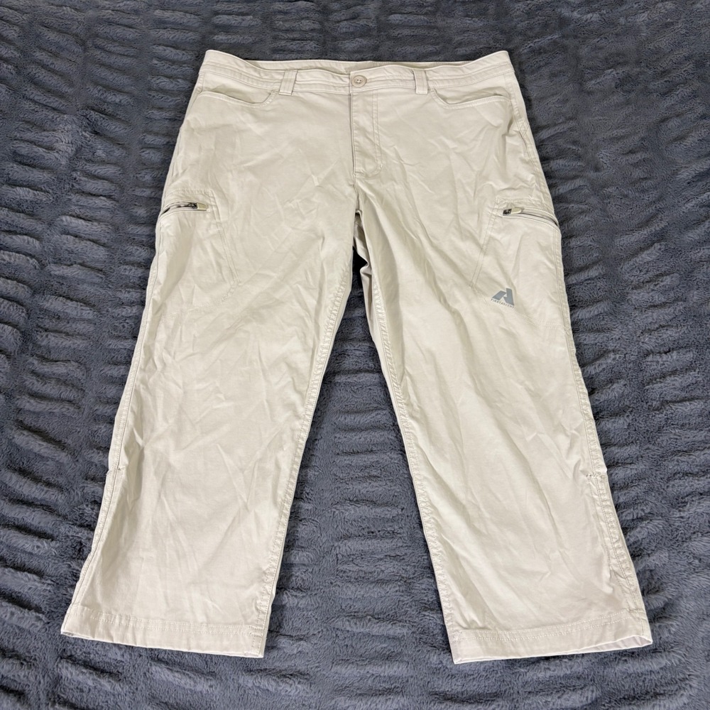 Eddie Bauer First Ascent Women 14 Tall Khaki Guide Cropped Hiking Pants AR944